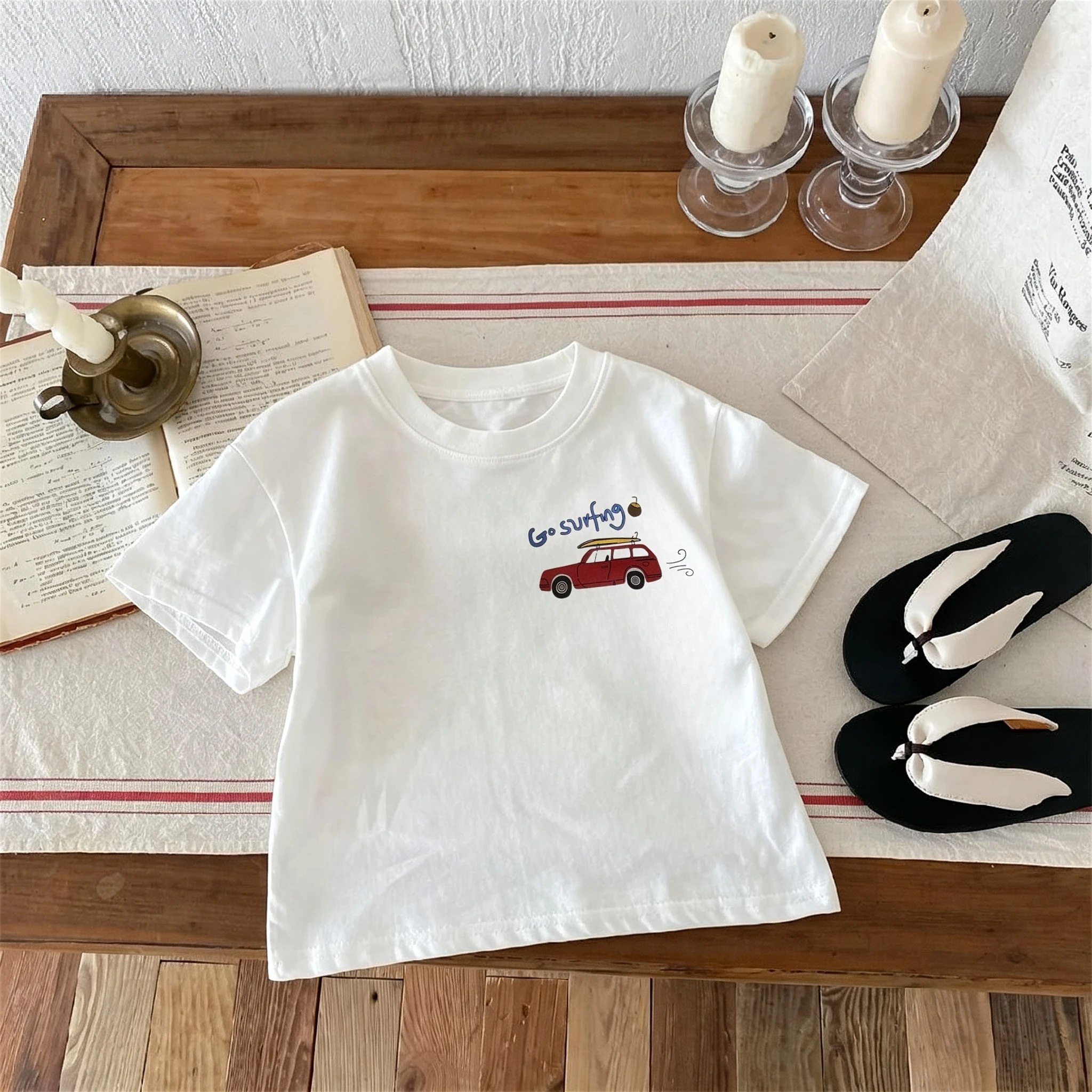 Camisetas de manga corta infantiles de algodón, cuello redondo - imagen 4