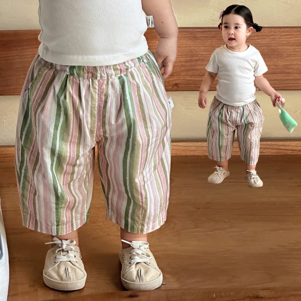 MILANCEL Pantalones de verano pierna ancha con rayas coloridas - imagen 3