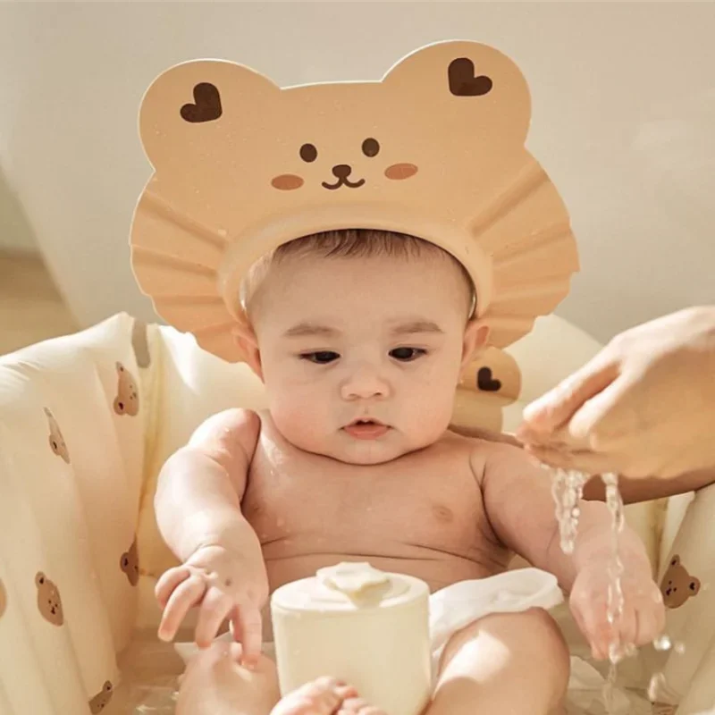 Gorro de ducha bebé suave con oso para lavar el pelo - imagen 3
