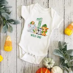 Pelele body estampado Safari para el primer cumpleaños del bebé
