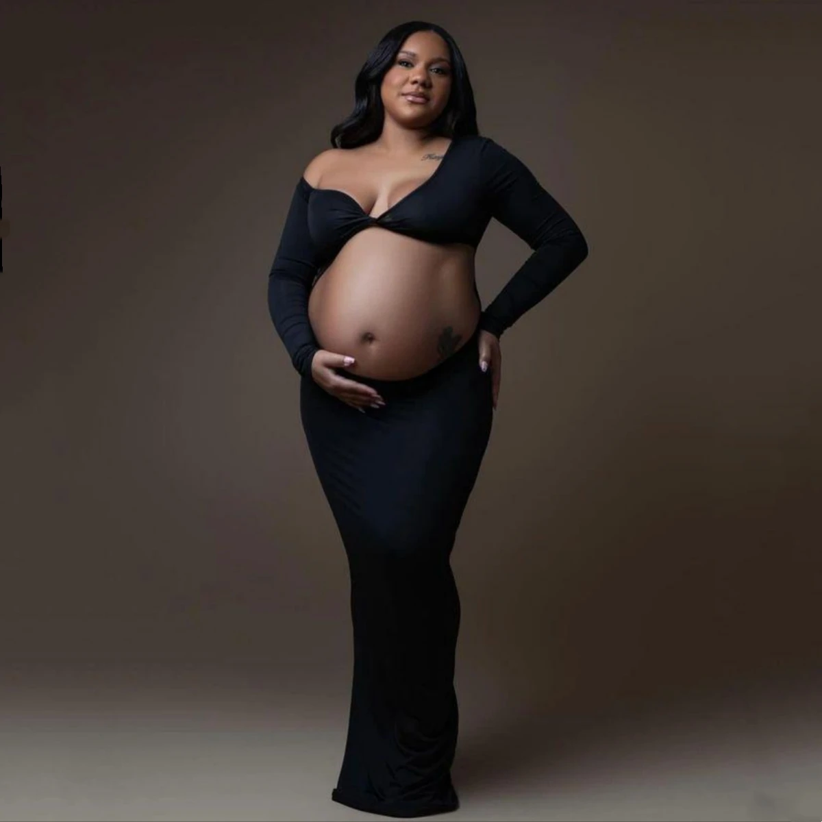 Vestido largo ahuecado para sesión de fotos de embarazada - imagen 2