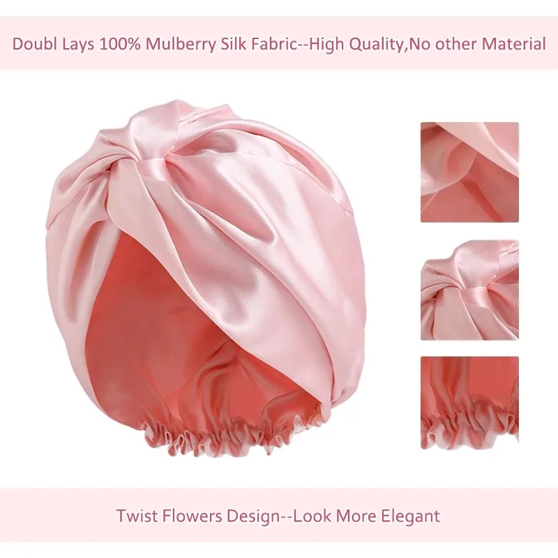 Gorro de dormir para bebé seda natural morera – Turbante retorcido - imagen 5
