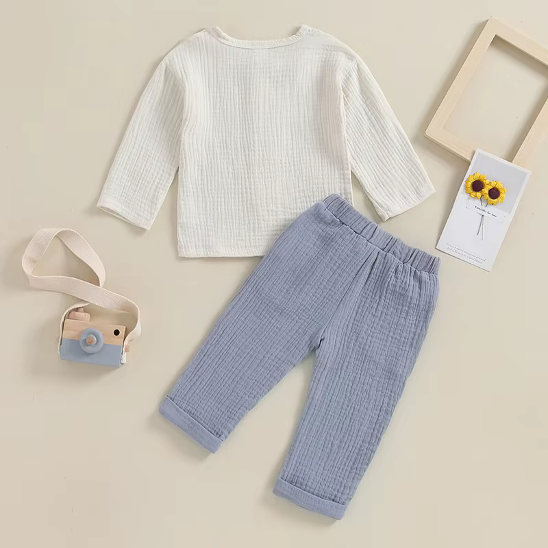 VISgogo Conjunto lino bebé con camiseta de botones - imagen 4