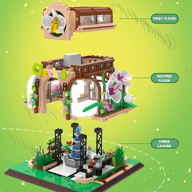 Bloques de construcción casa floral con orquídeas para niños - imagen 2
