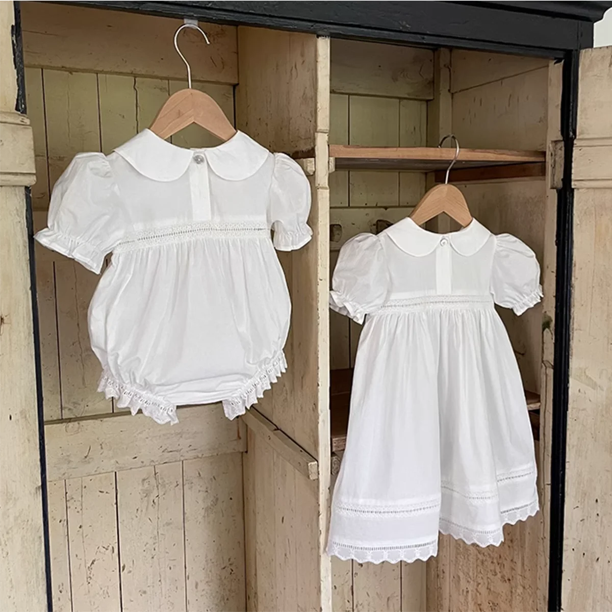 Vestido de niña verano pastoral con bordado floral y cuello Peter - imagen 4