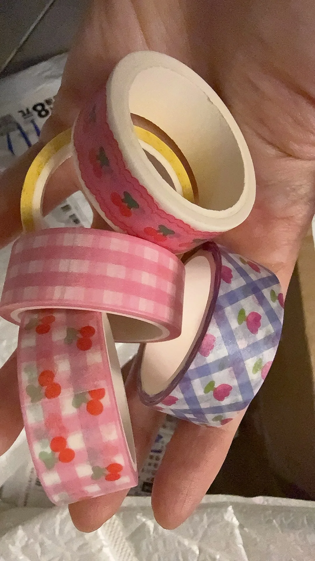 Cinta washi adhesiva decorativa a cuadros en tonos dulces - imagen 3
