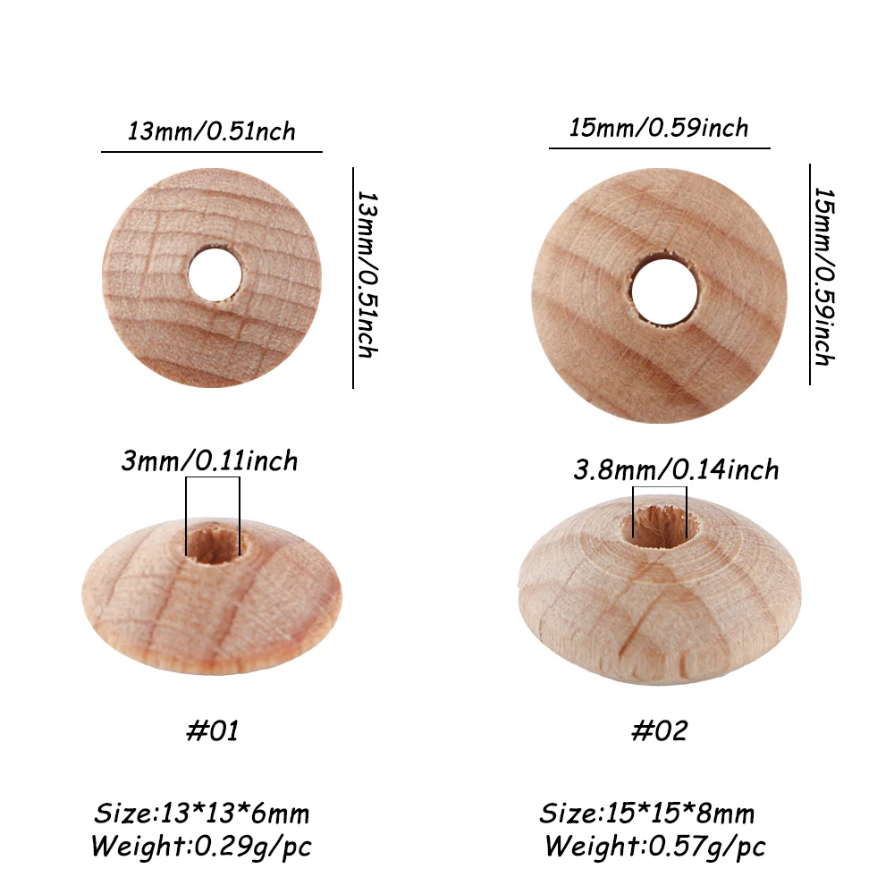 Cuentas de madera de haya para pulseras DIY, color natural - imagen 5