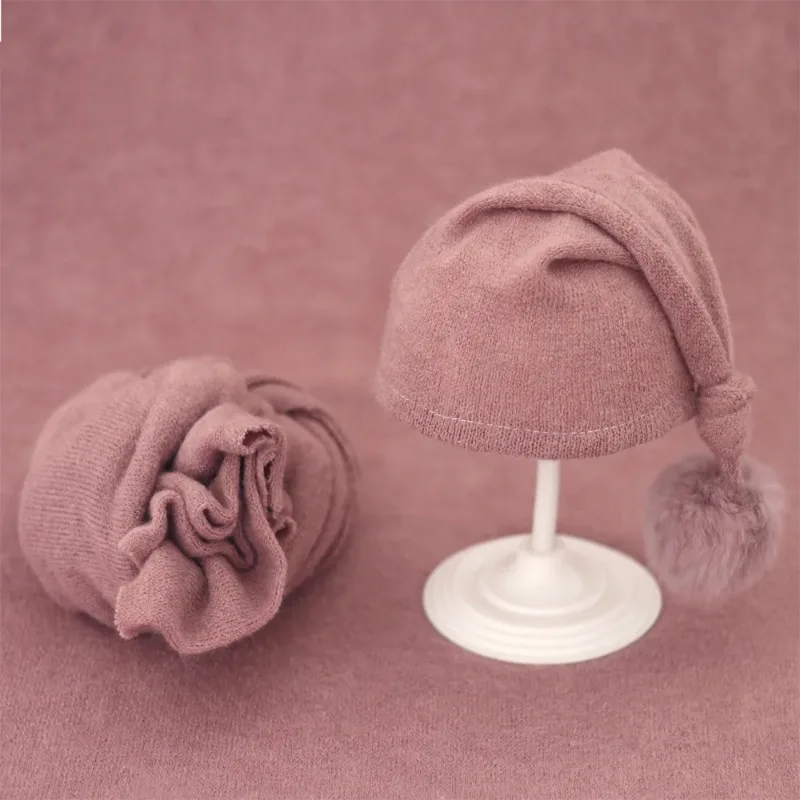 Gorro para bebé recién nacido con borla de piel en fotos - imagen 2