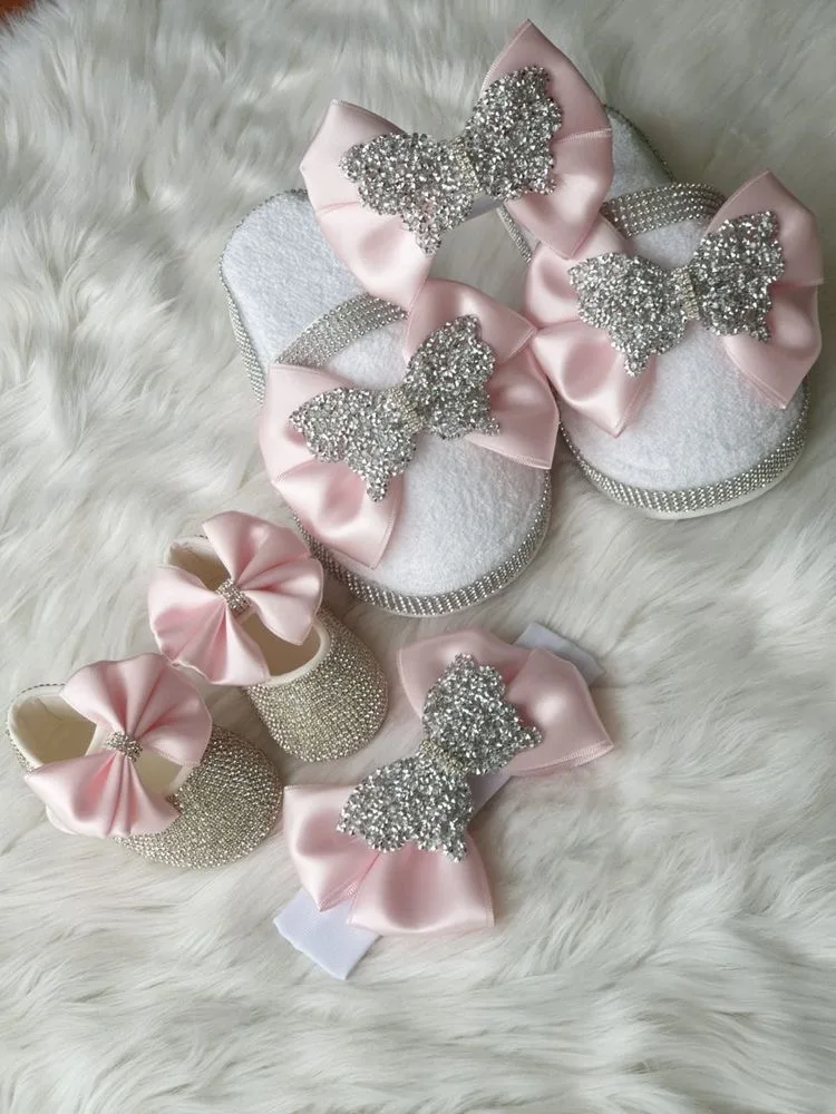 Dollbling zapatos de bebé casual con lazo rosa y strass - imagen 3