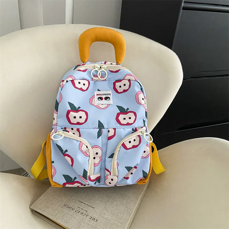 Mochila escolar ligera con estampado de frutas animadas para niños