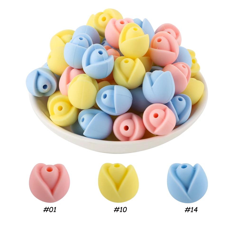 Cuentas de silicona forma tulipán para manualidades infantiles - imagen 5