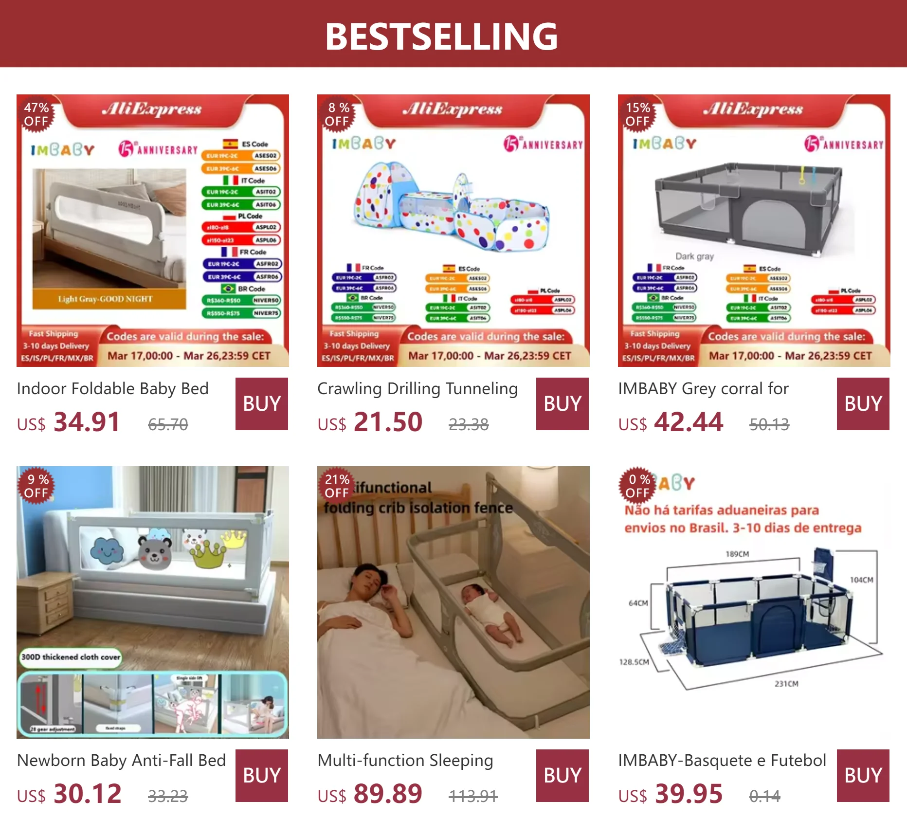 Cuna portátil IMBABY con mosquitera vista general