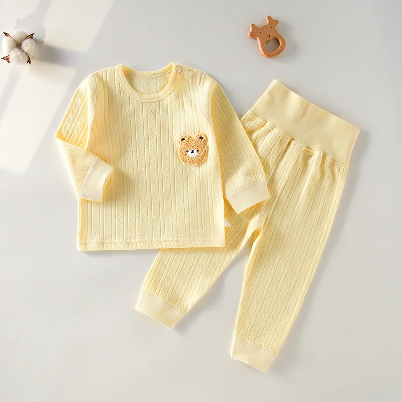 Conjunto pijama de algodón para bebé de manga larga sin costuras - imagen 2