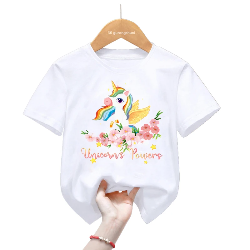 Camiseta infantil kawaii con estampado de gato y unicornio - imagen 3