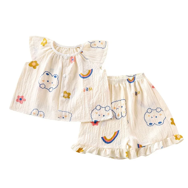 Conjuntos de verano para bebé con mangas de volante y pijama casual - imagen 4