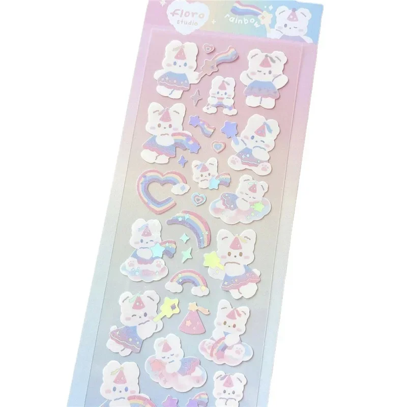 Pegatina infantil impermeable conejo arcoíris y trébol colorido - imagen 4