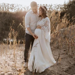 Vestido de maternidad con encaje bohemio vintage para sesión fotos