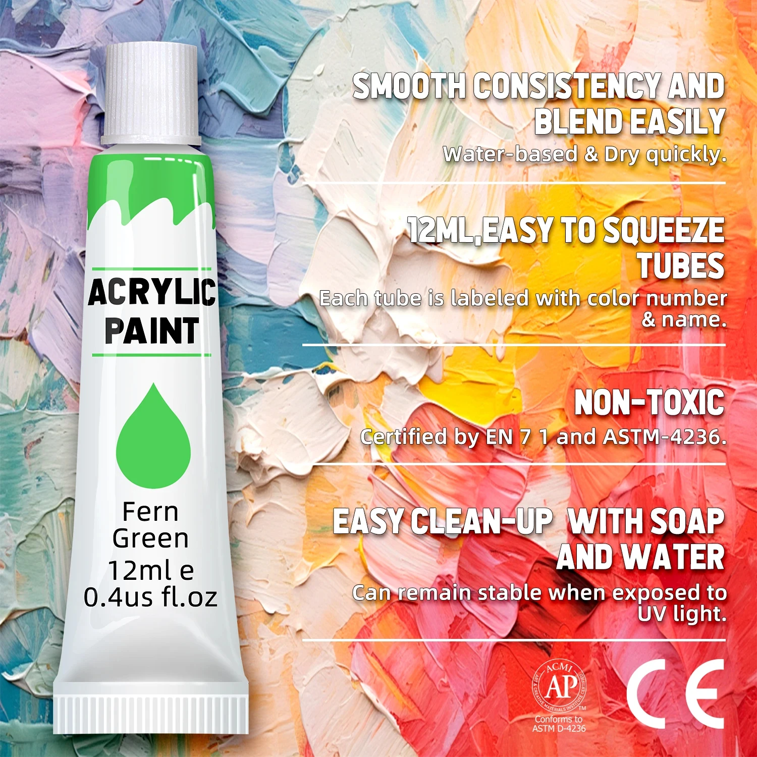Colores vibrantes del kit de pintura acrílica