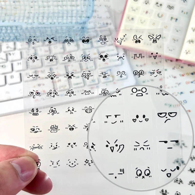 Pegatinas transparentes de caritas troqueladas para álbum de recortes