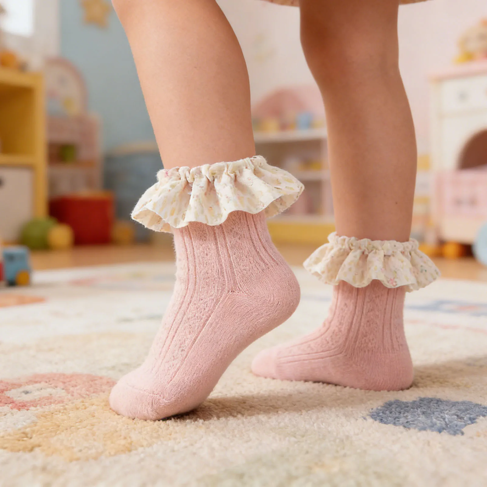 Calcetines de encaje con volantes para bebé niña – suaves transpirables - imagen 2