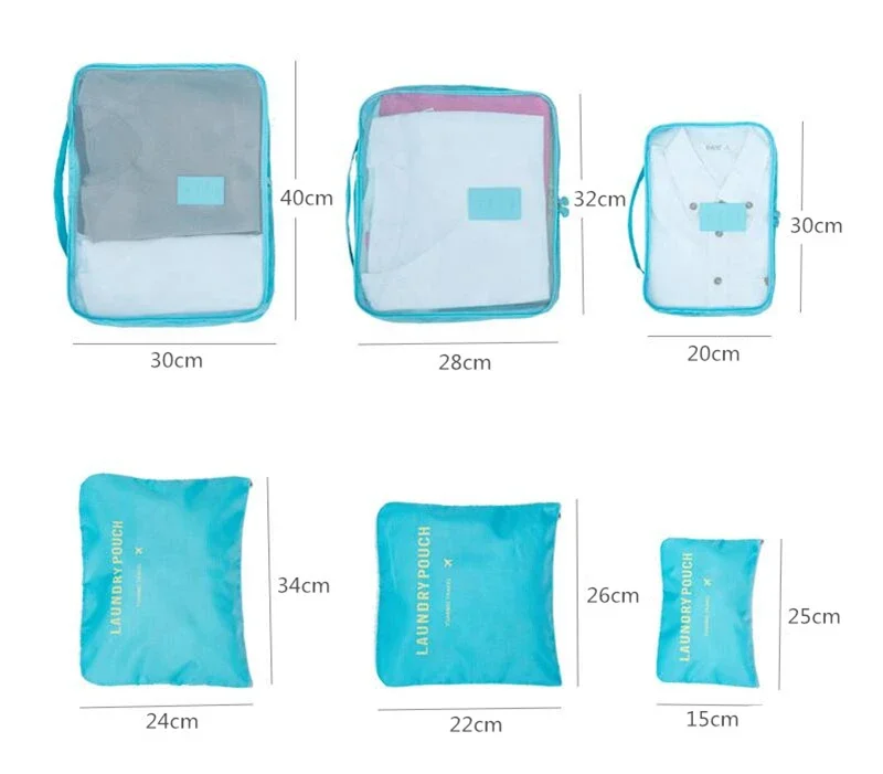 Kit organizador de viaje desplegado