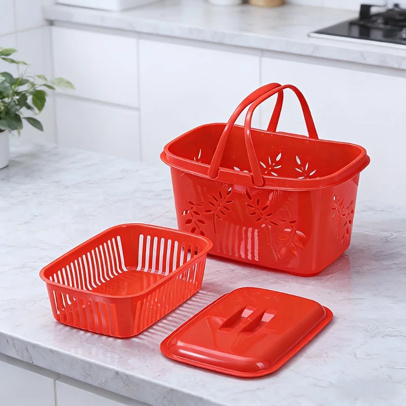 Cesta de la compra de plástico con asas, resistente y práctica - imagen 4