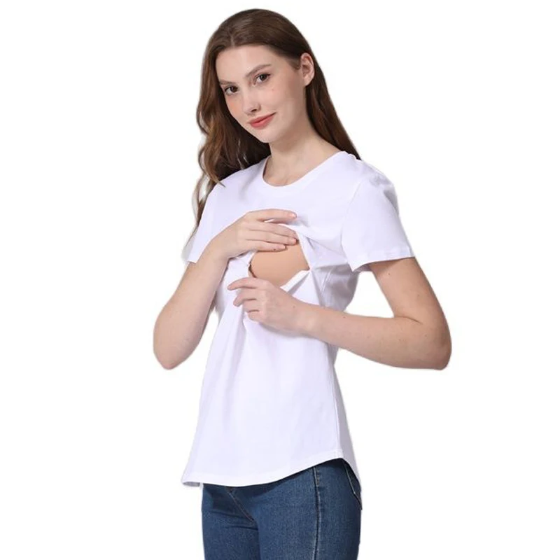 Camiseta de lactancia y maternidad en algodón con abertura lateral - imagen 3