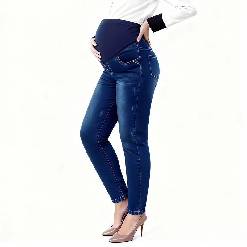 Pantalones premamá de cintura alta con banda elástica de sujeción