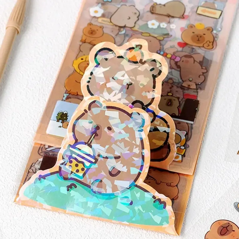 Pegatinas transparentes impermeables de capibara estilo kawaii