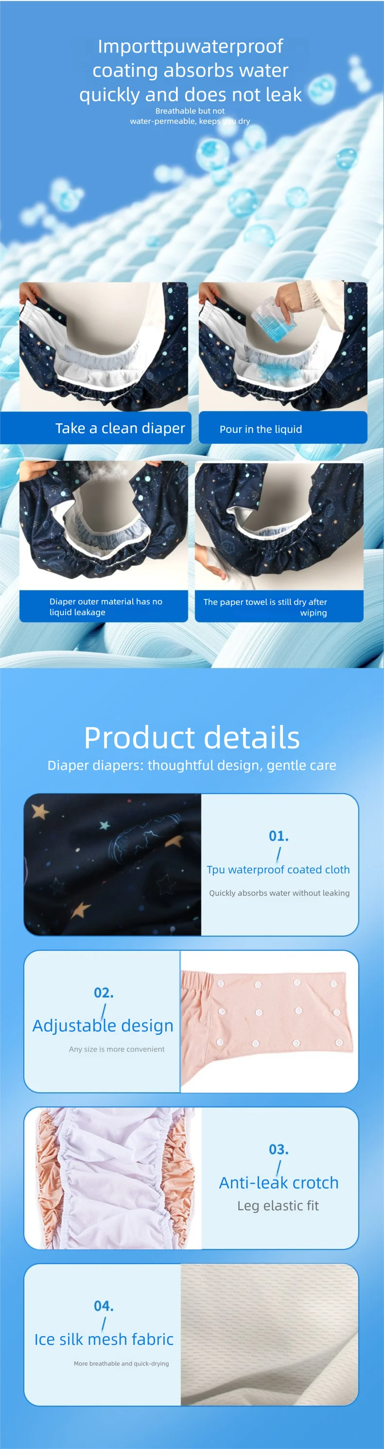 Pantalones de pañal para adultos, fácil de poner y quitar