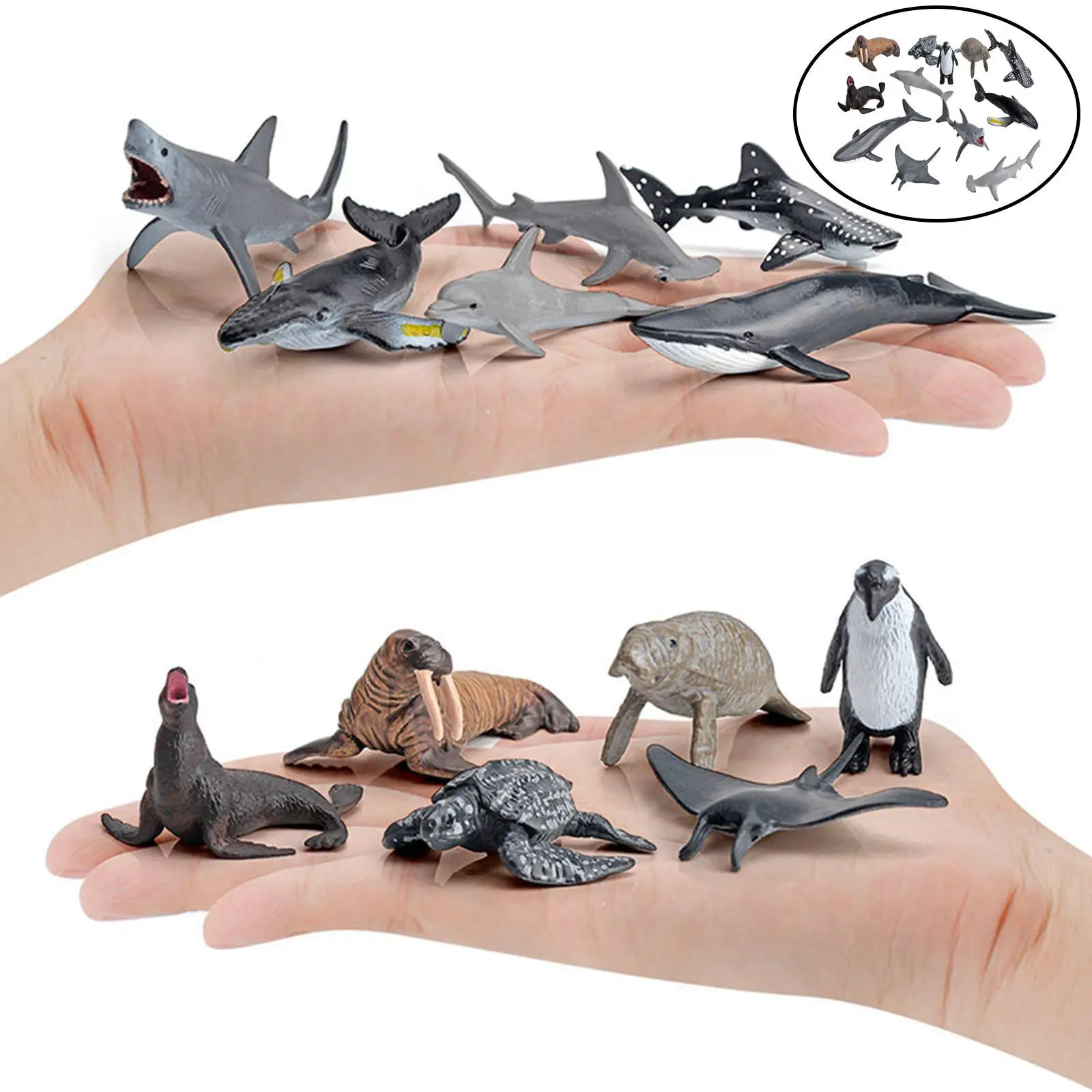 Figuras de animales marinos educativas: tiburón, delfín y pingüino - imagen 2