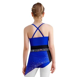 Vestido patinaje artístico con tirantes finos y pedrería