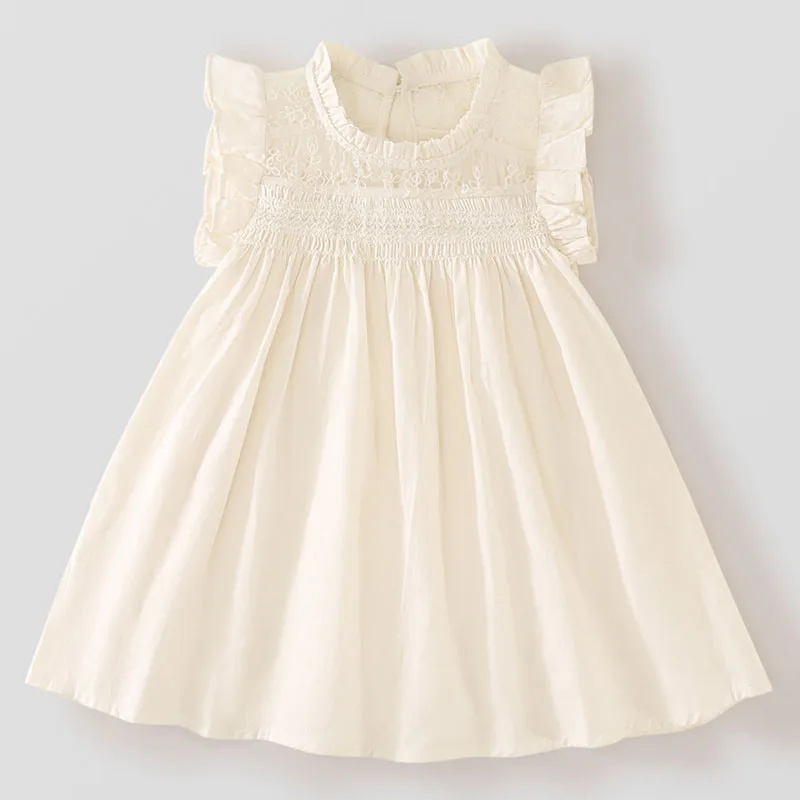 Vestido de verano para niñas en algodón con mangas volantes informal