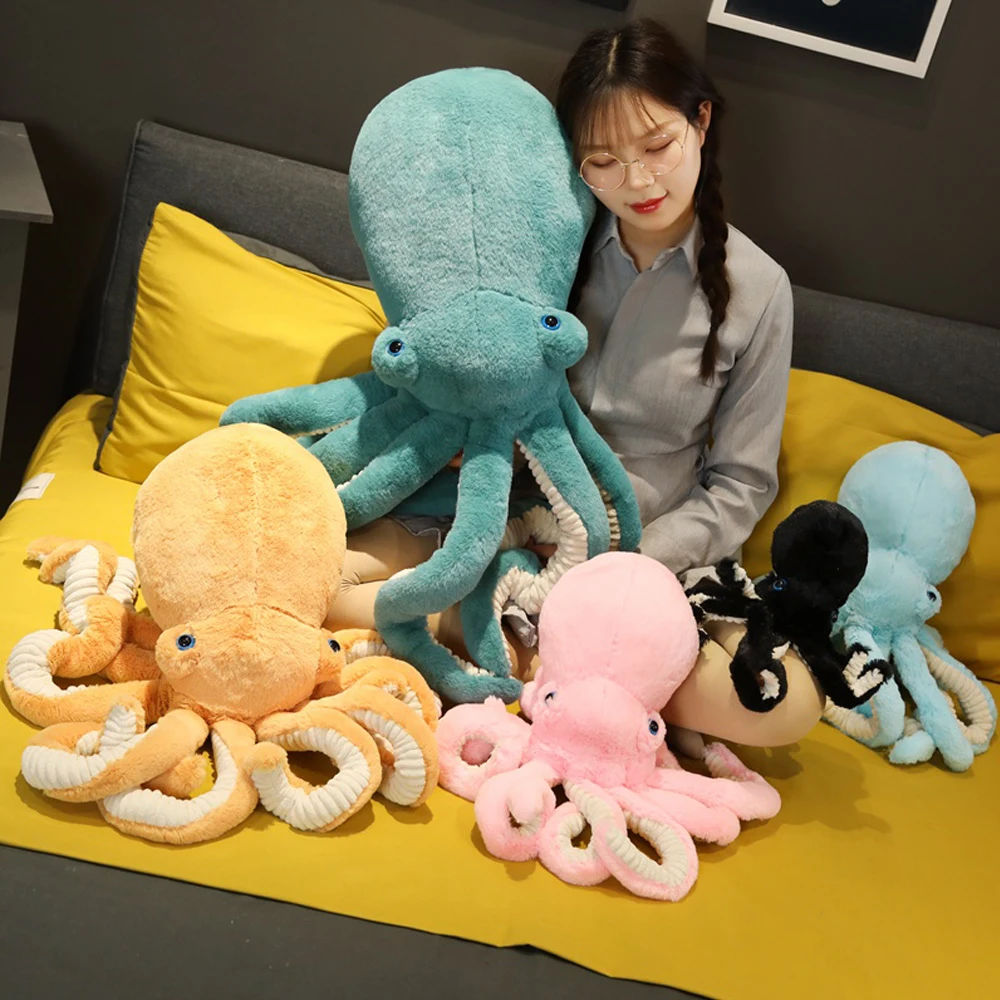 Peluche de pulpo multicolor con ventosa y ojos azules - imagen 3