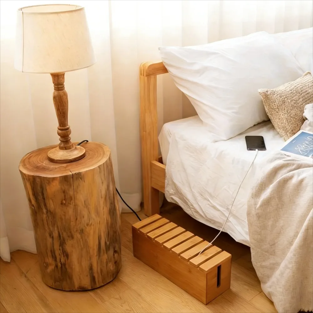Ocultador de cables eléctrico madera para enchufes y TV - imagen 2