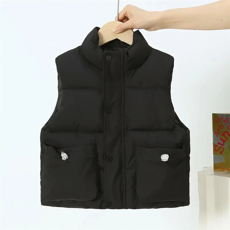 CUHK Chaleco infantil de algodón con cuello subido – Diseño coreano para invierno