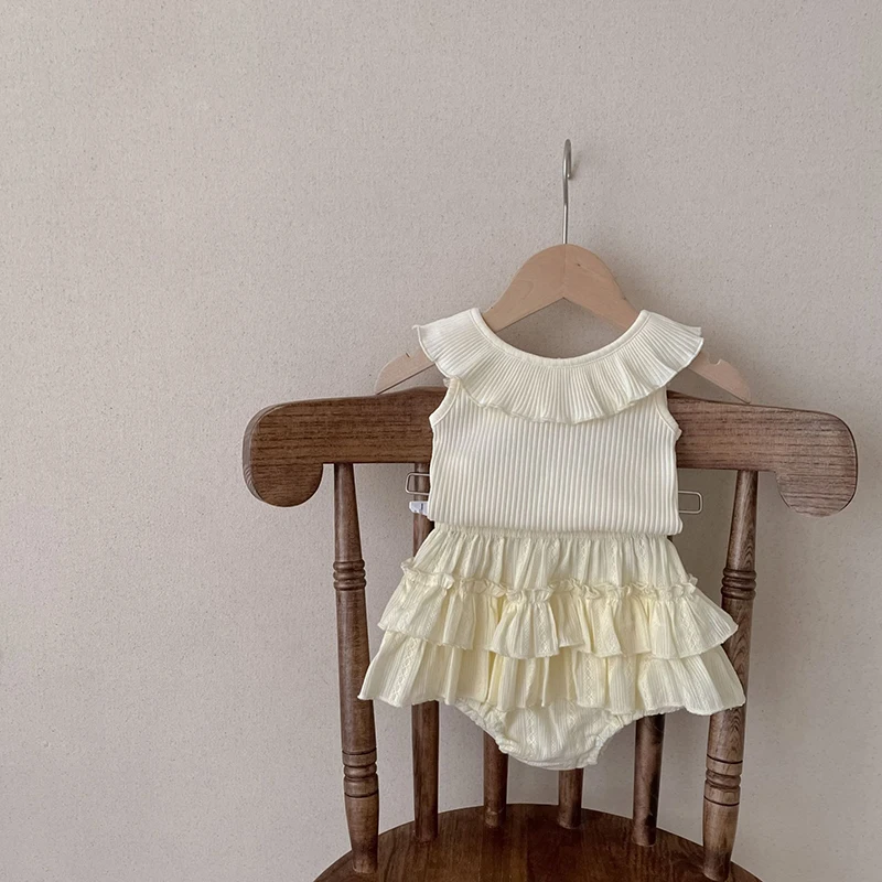 Milangel conjunto bebé verano camiseta volante pantalón doble capa - imagen 2