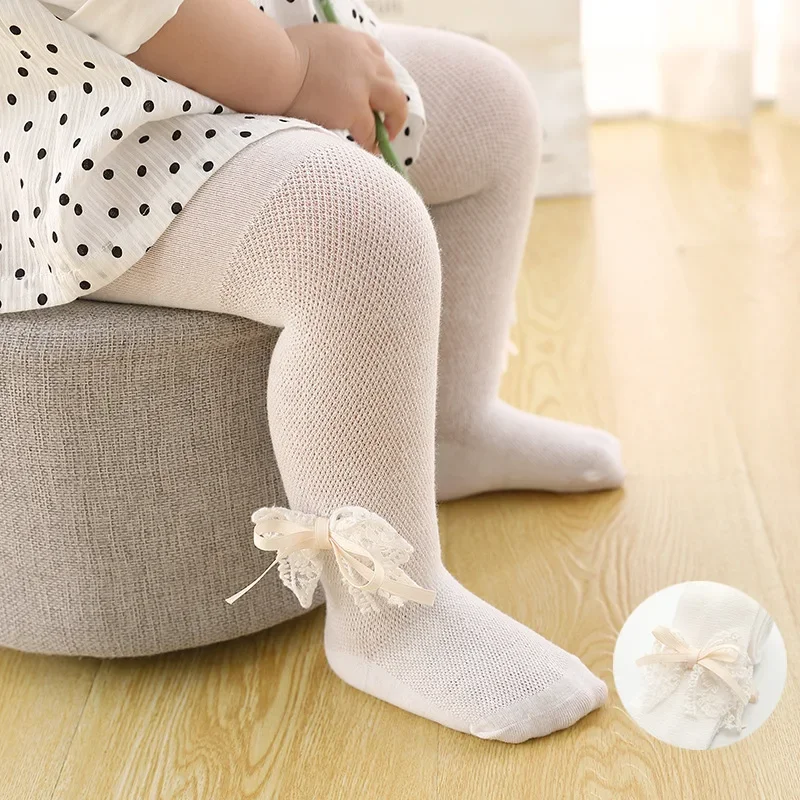 Medias de algodón con lazo – Encaje suave para niña - imagen 3