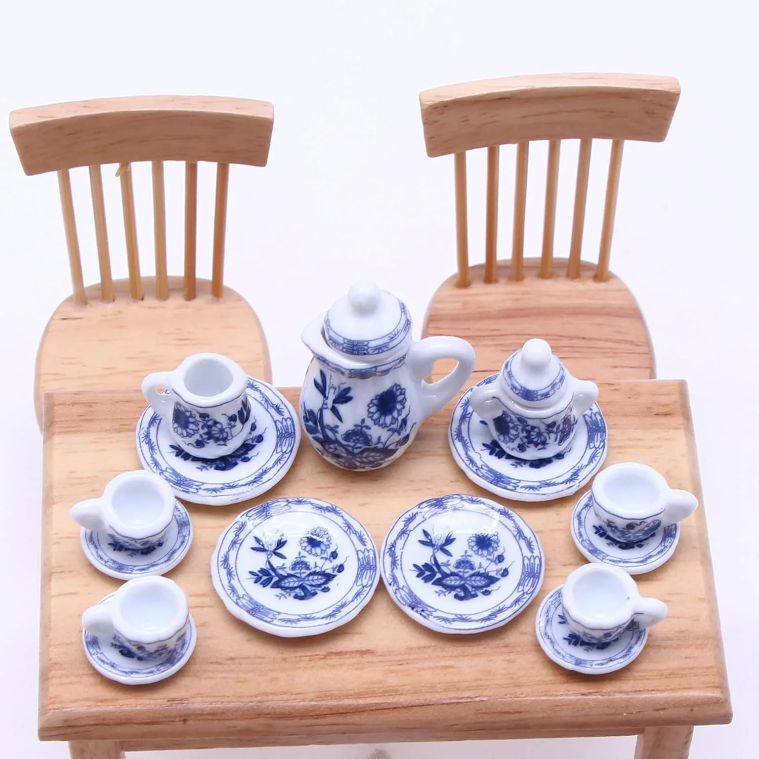 Mini juego de té en miniatura para casa de muñecas