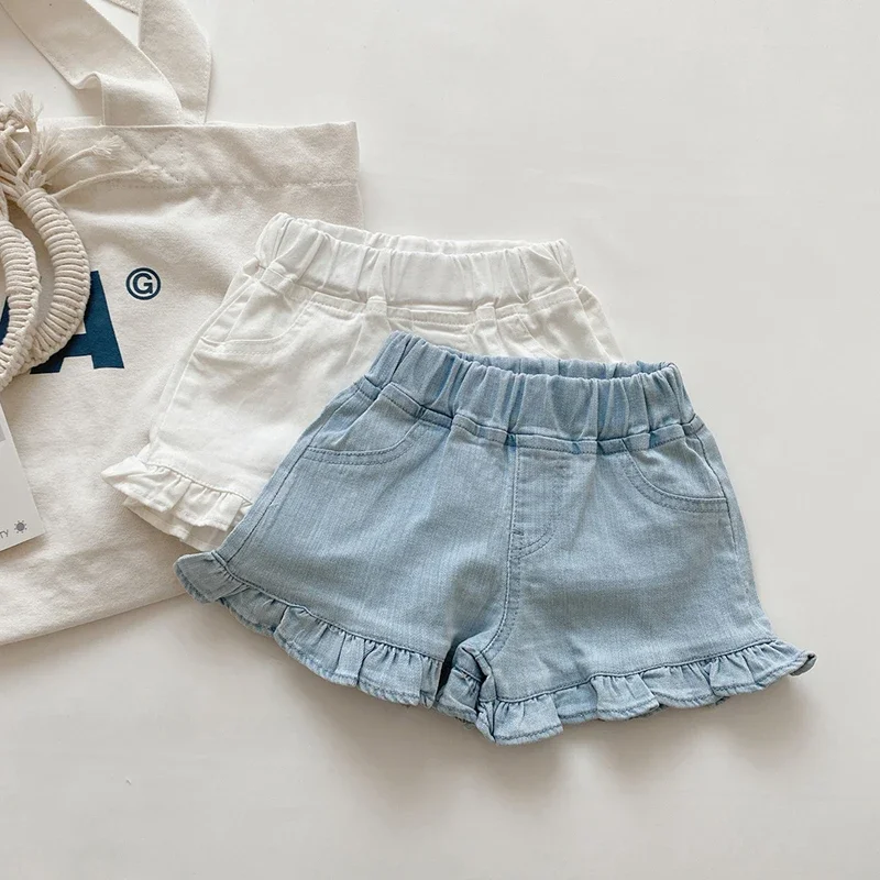 Pantalones cortos para niña con cintura elástica y volantes verano - imagen 2