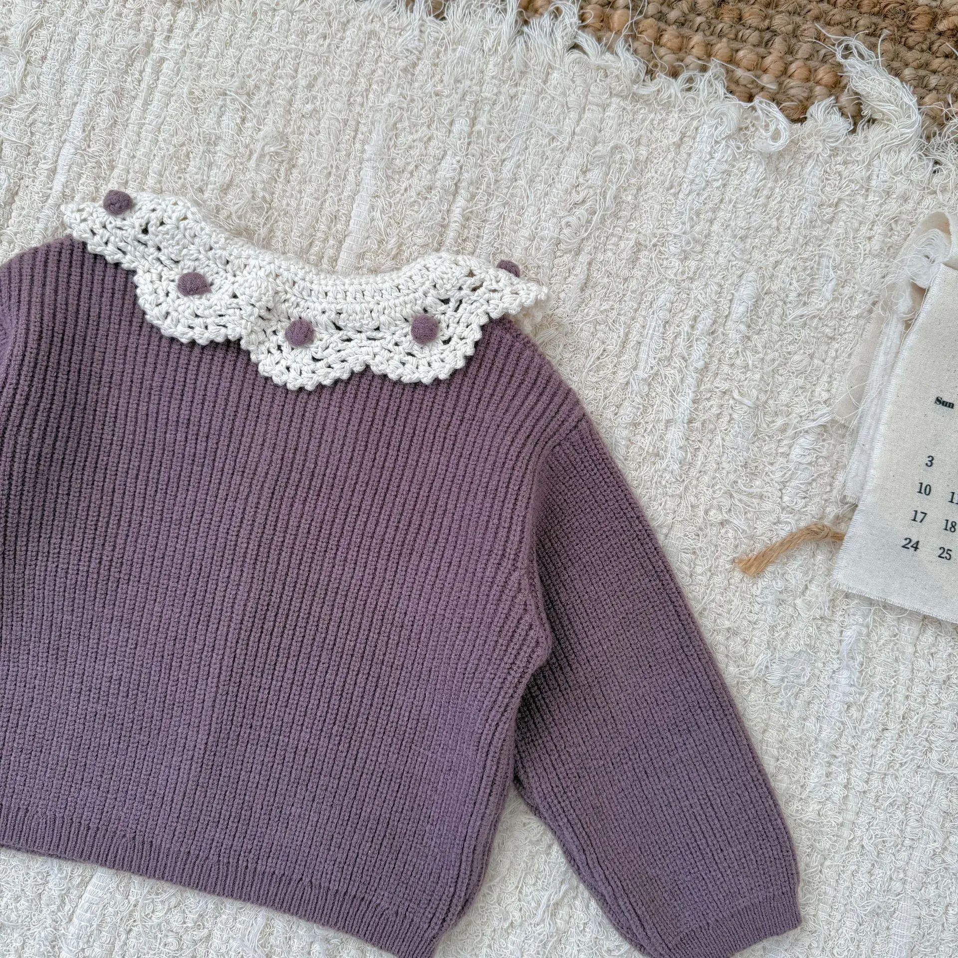 Suéter de niña primavera 2025 cuello vuelto estilo vintage - imagen 3