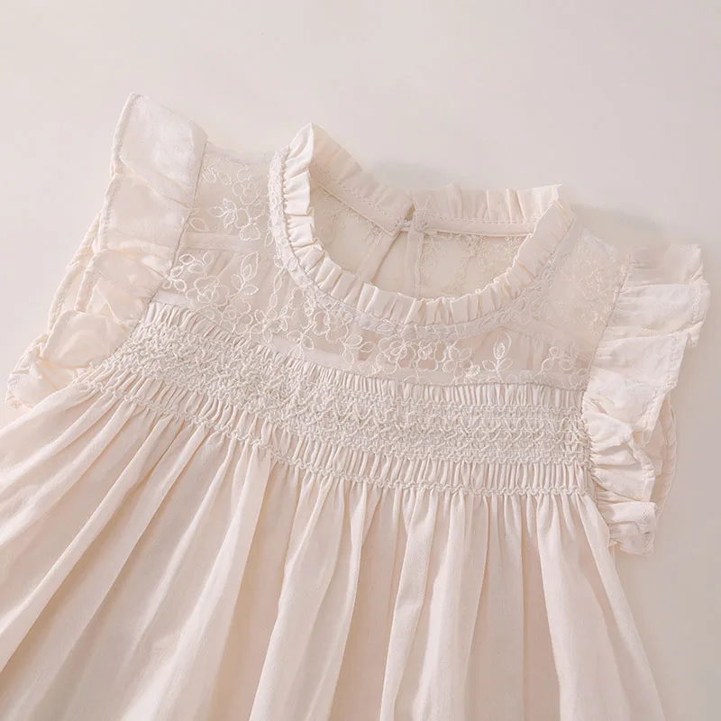 Vestido de verano para niñas en algodón con mangas volantes informal - imagen 3
