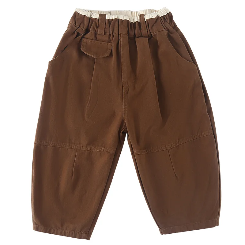 Pantalones casuales de algodón niños – Otoño, bolsillos y pierna ancha