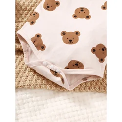 Conjunto recién nacido con body de oso, pantalones y gorro