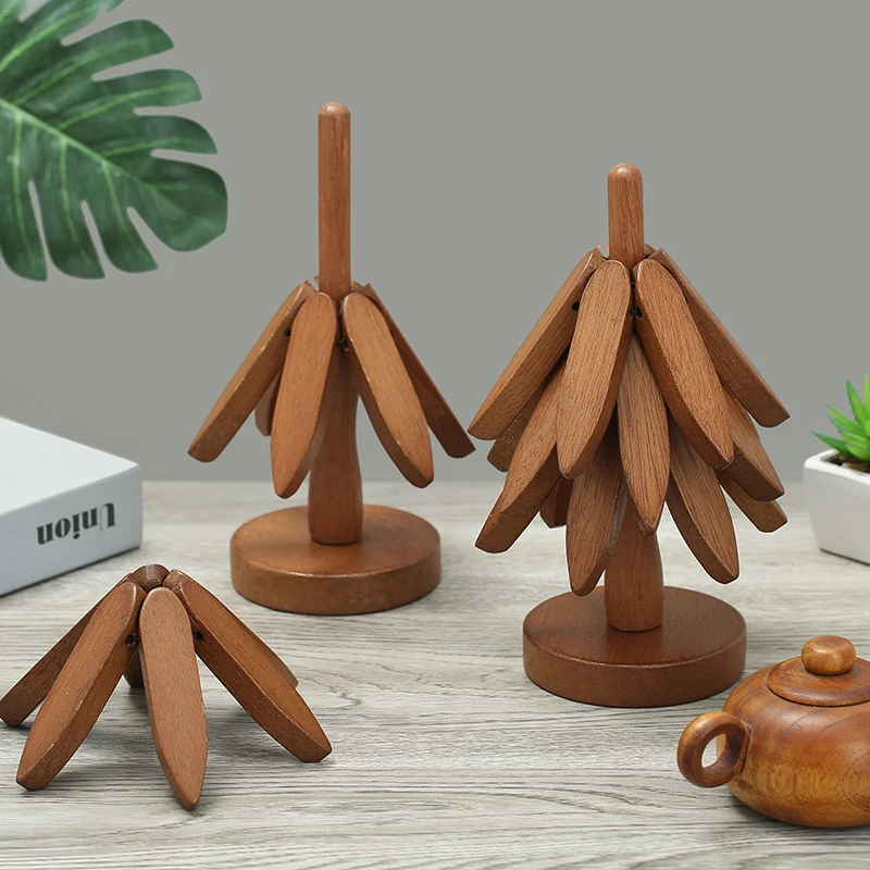 Salvamanteles antideslizantes en madera con diseño árbol - imagen 4