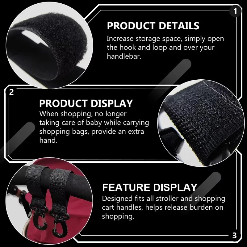 Ganchos cochecito giratorios con clips para bolsas de pañales - imagen 4