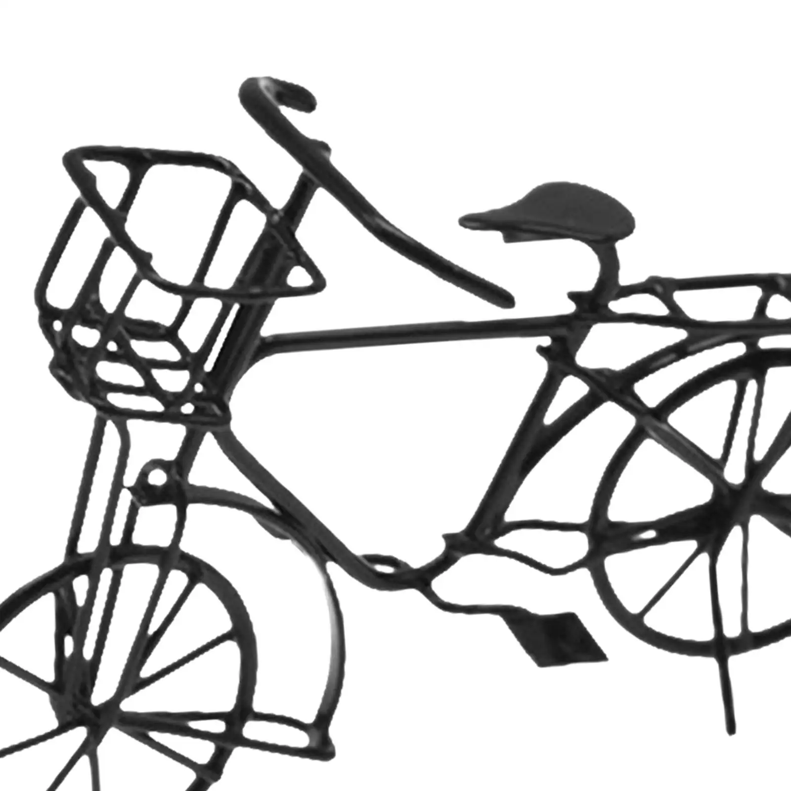 Bicicleta en miniatura metálica negra realista para casas de muñecas - imagen 4