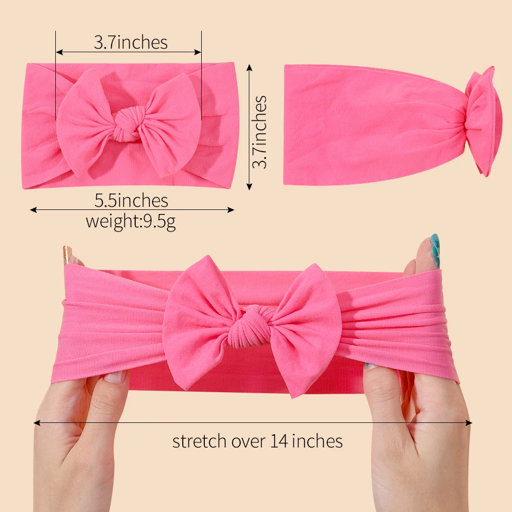 Diadema con lazos grandes para niñas, pañuelo elástico de nailon - imagen 3