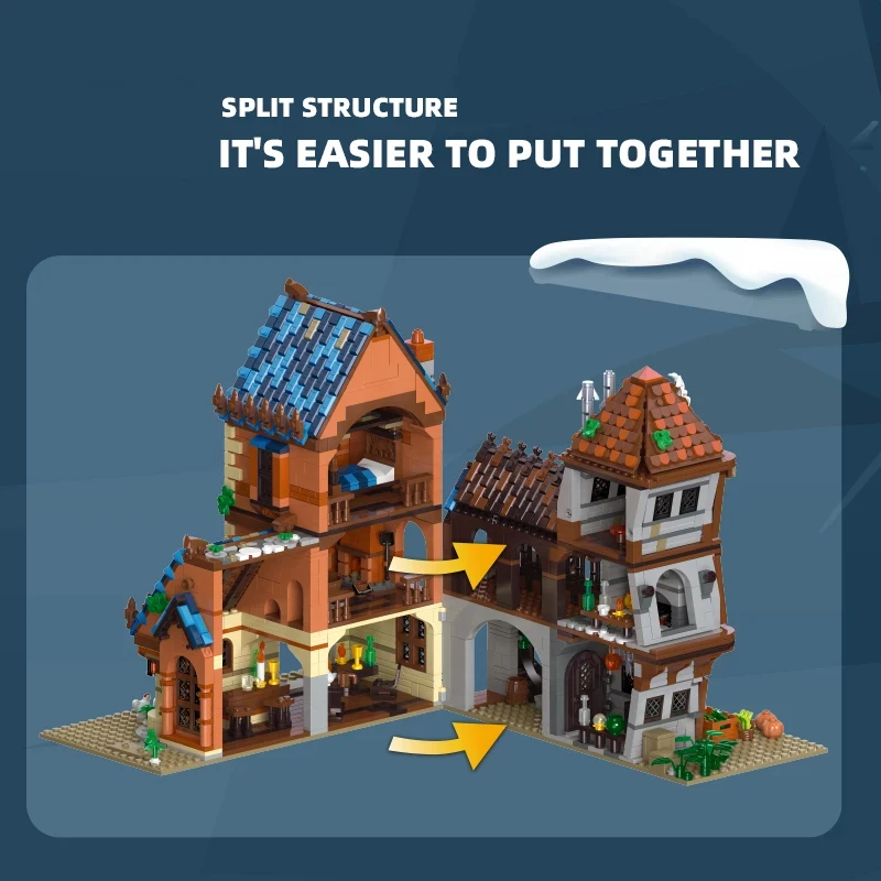 Set de construcción medieval taberna – Ladrillos creativos para adultos - imagen 4