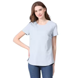 Camiseta de lactancia de algodón puro con cremallera lateral horizontal